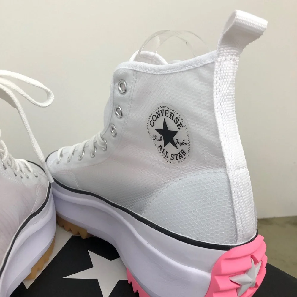 Converse Men’s Run Star Hike Hi Concrete Heat White Sneakers - Picture 8 of 9